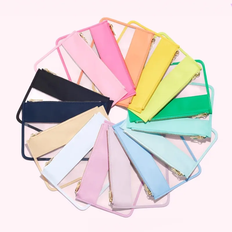 pochette classique en pvc transparent, sac de voyage transparent étanche pour cosmétiques, rouges à lèvres, brosse, sac à main en plastique avec fermeture éclair, organisateur de maquillage de toilette