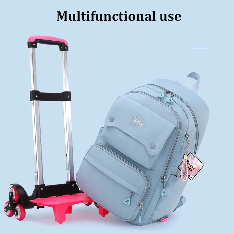 nouveau sac à dos scolaire à roulettes pour enfants, sac à dos à roulettes pour filles, sac à dos à roulettes multifonctionnel