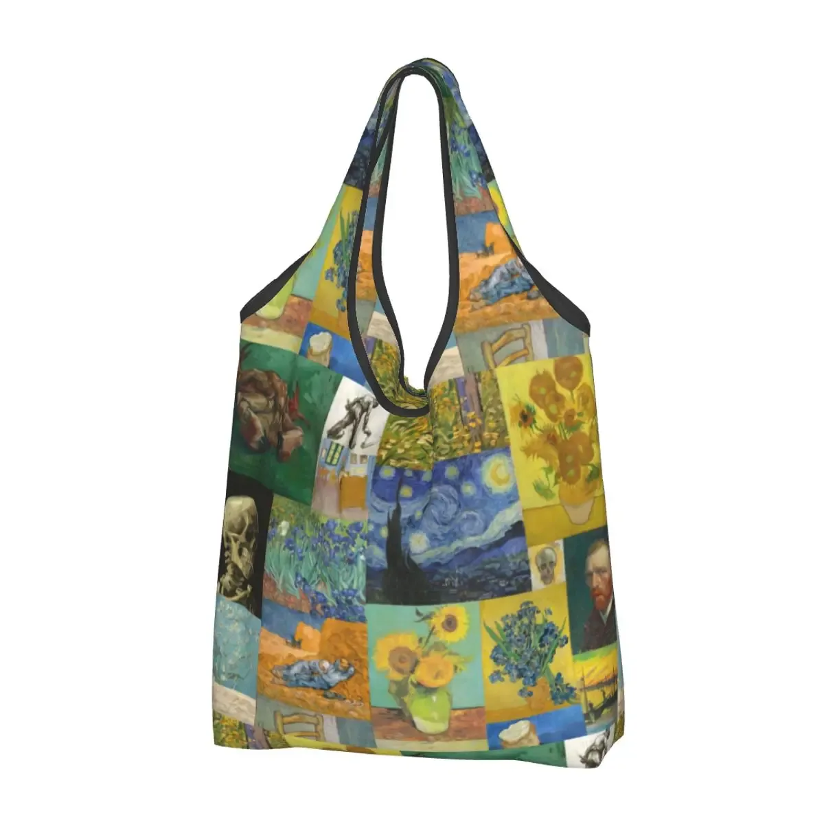 sac fourre-tout portable personnalisé drôle 73 terrasse la nuit, peinture de vincent van gogh, sac d'épicerie initié