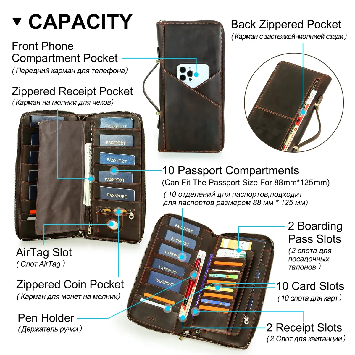 porte-passeport, portefeuille, organisateur de documents de voyage familial, étui pour passeport, porte-cartes, pochette, rfid, antivol, anti-perte