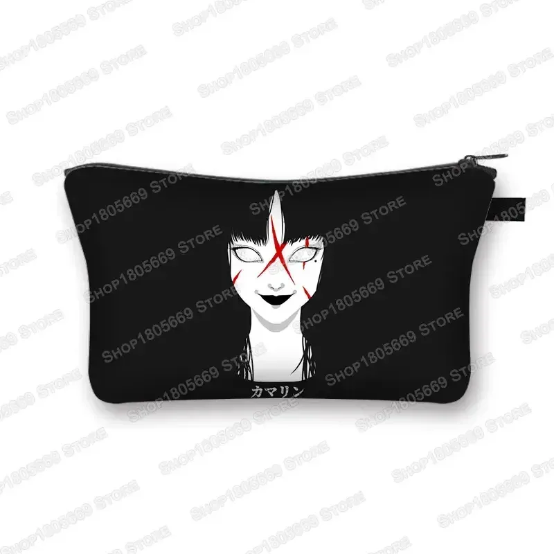 trousse à cosmétiques imprimée manga d'horreur tomie spiralized pour femmes, trousse de maquillage, rouge à lèvres, trousse de toilette, mini sac à main pour filles, trousse à cosmétiques