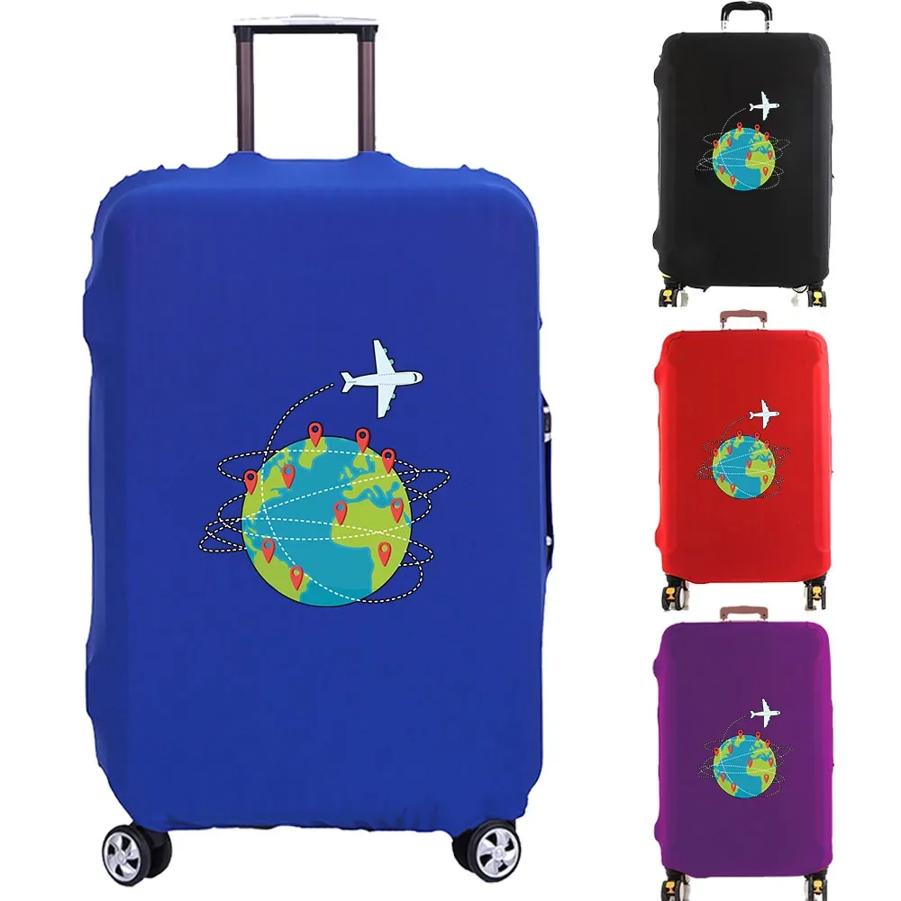 housse de protection pour bagages, protection de valise, avion, impression terre, housse anti-poussière élastique plus épaisse pour boîtier de chariot de 18 à 32 pouces, accessoires de voyage