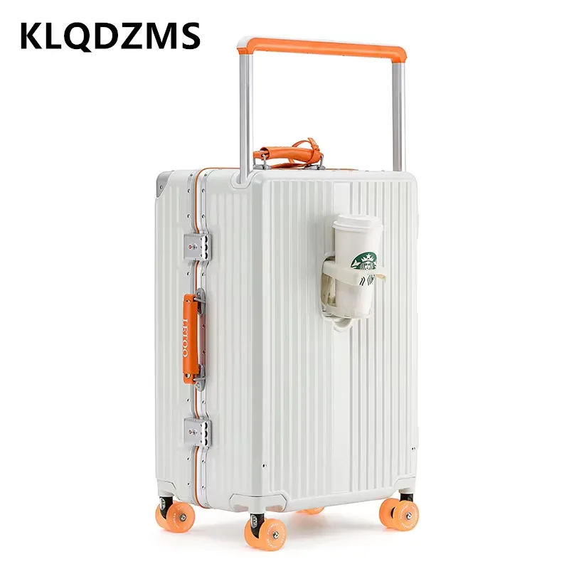 klqdzms-valise de voyage multifonctionnelle, bagage à main, cadre en aluminium, grande capacité, boîte d'embarquement pc, 20 po, 24 po, 28 po
