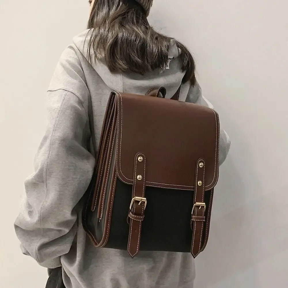sac à dos japonais polyvalent en cuir pu, style preppy, grande capacité, sac d'école, sac à dos pour ordinateur portable