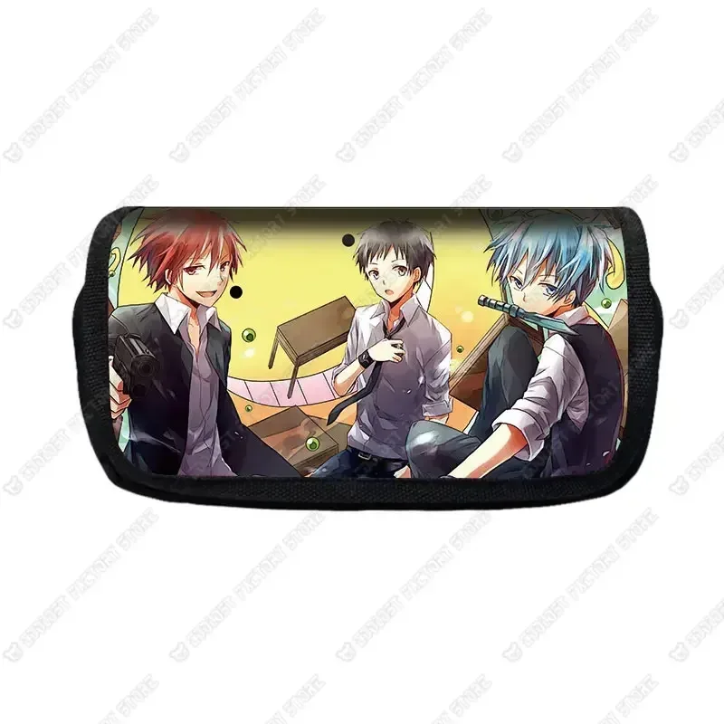 trousse à cosmétiques anime assassination irritation room pour garçons et filles, sac de papeterie pour étudiants, boîte à stylos de grande capacité