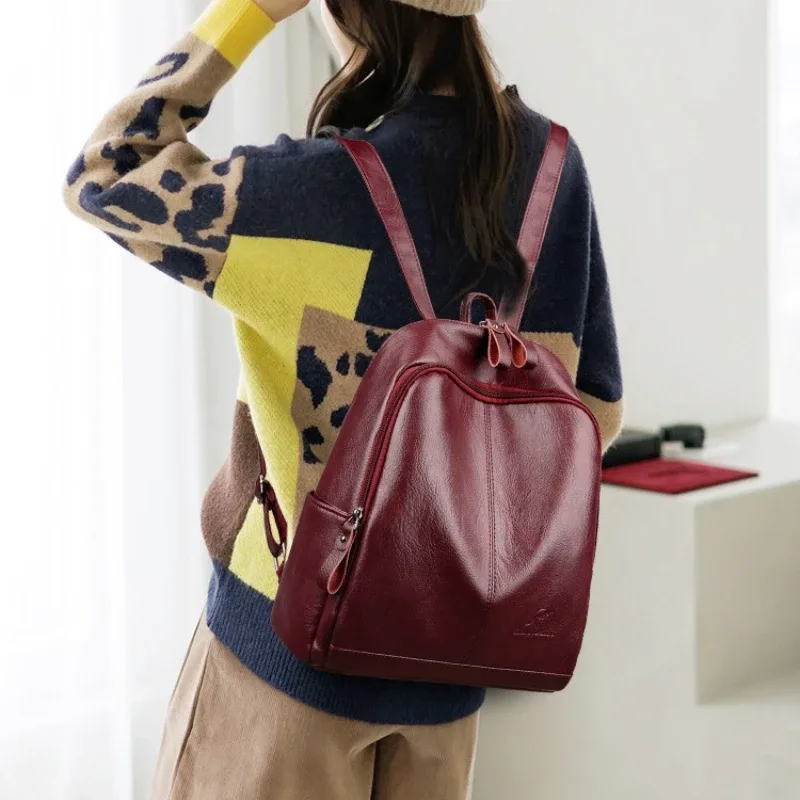 nouveau coréen en cuir souple grande capacité voyage sacs à dos femmes mode vintage sacs à bandoulière sac à bandoulière cahier cartable