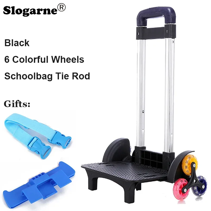 sac à dos pour enfants, roues de chariot à tige de traction, accessoires de sac d'école pour enfants, tige de direction, stator pour étudiants, monter les escaliers, 6 roues, pièces de sacs