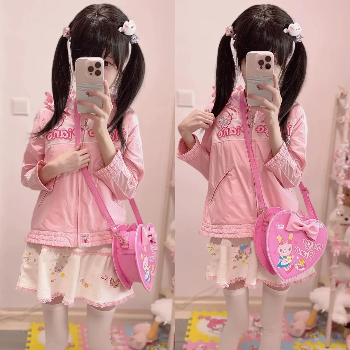 sac bandoulière grande capacité pour femme, style lolita japonaise, jojifuku, y2k, esthétique mignonne, motif dessin animé, mp