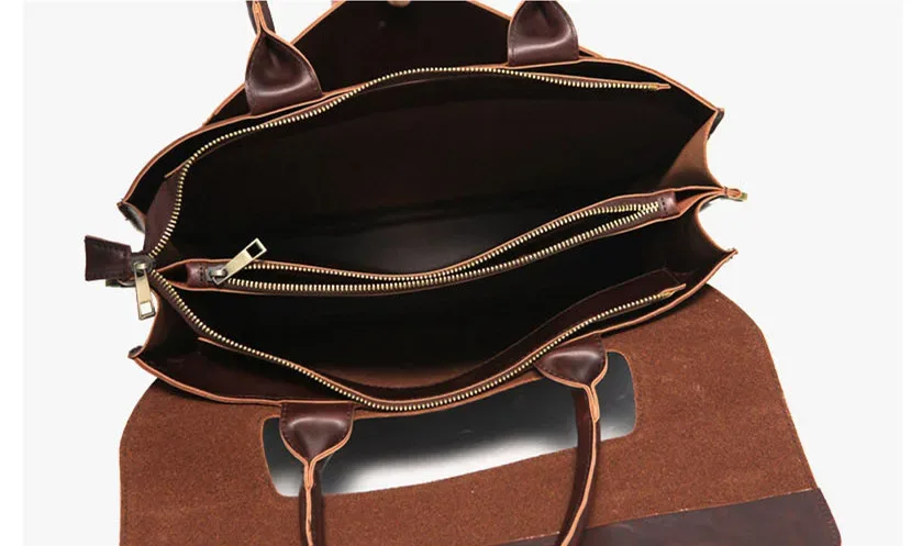 porte-documents d'affaires décontracté pour hommes et femmes, sac à main en cuir pu pour ordinateur portable de 13.3 pouces, sacoche à bandoulière avec cheval fou