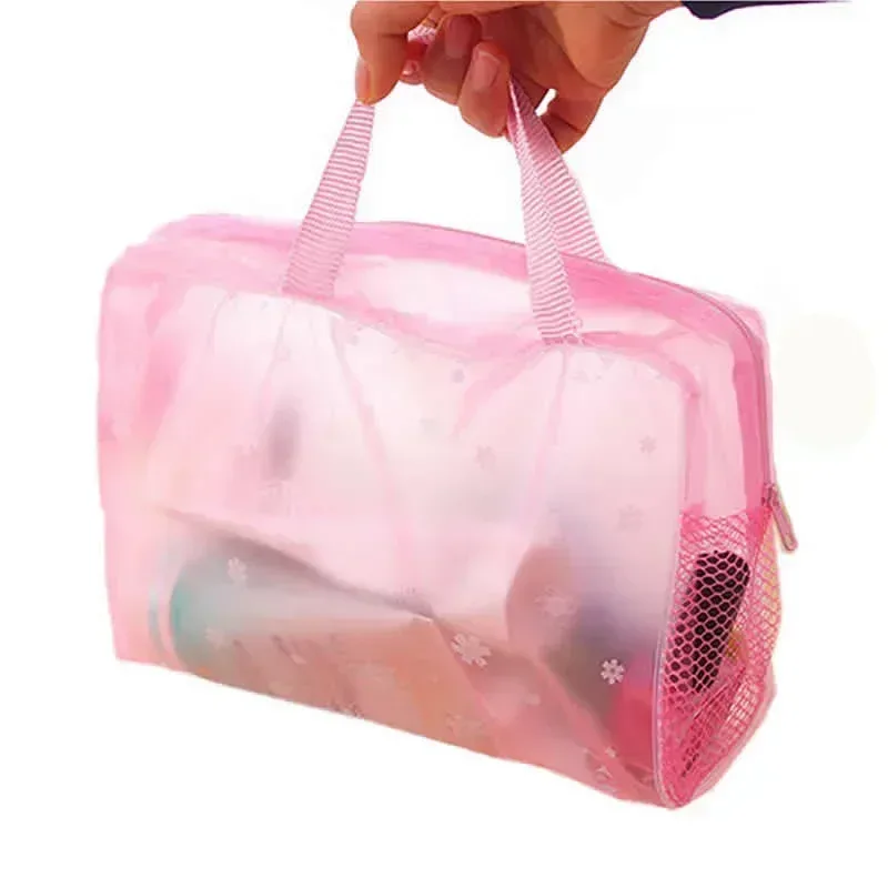 sac à cosmétiques transparent en pvc, 1 pièce, trousse de maquillage transparente pour femmes et filles, trousse de beauté étanche à fermeture éclair, sac à main de voyage, trousse de toilette