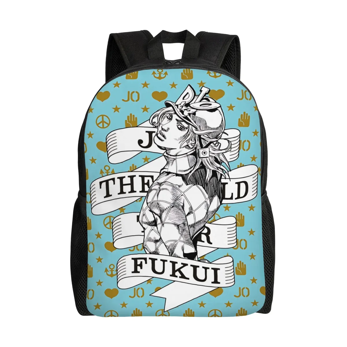 sac à dos jojo's bizarre adventure world, sac ita, sac à dos décontracté pour le camping avec fermeture éclair, motif anime jojo