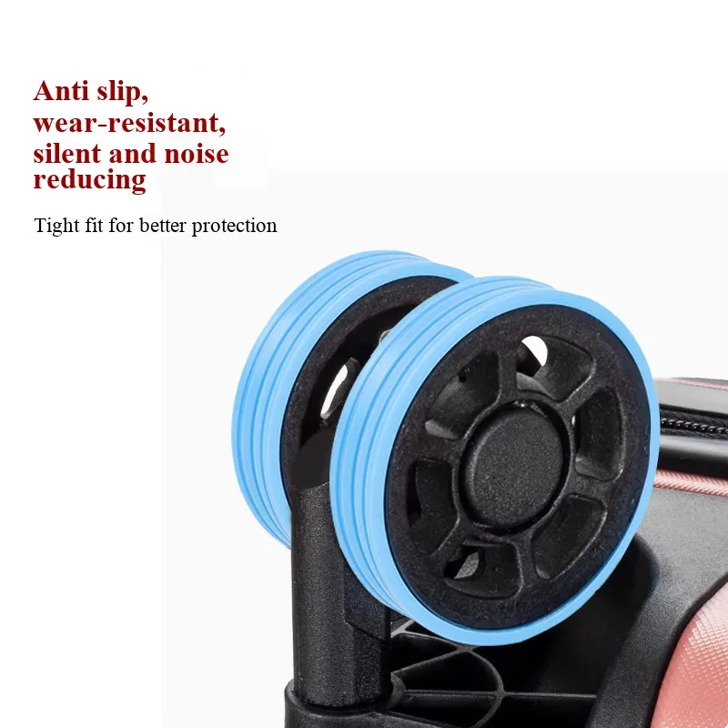 housse de roue de valise en silicone, protection de roue de bagage en silicone découpable, silencieuse et anti-choc