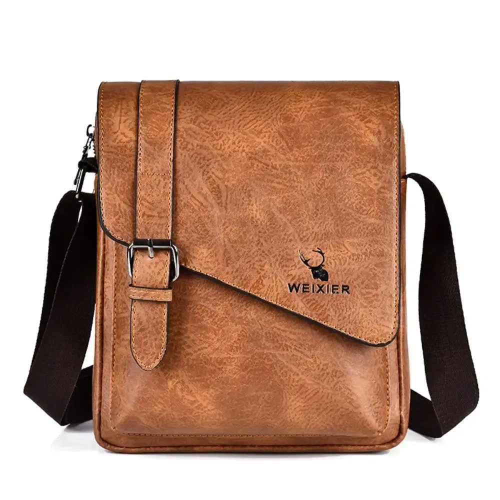 sac messager en cuir pu pour homme, bandoulière réglable, style rétro, sac à bandoulière polyvalent pour homme, pour le travail et les voyages