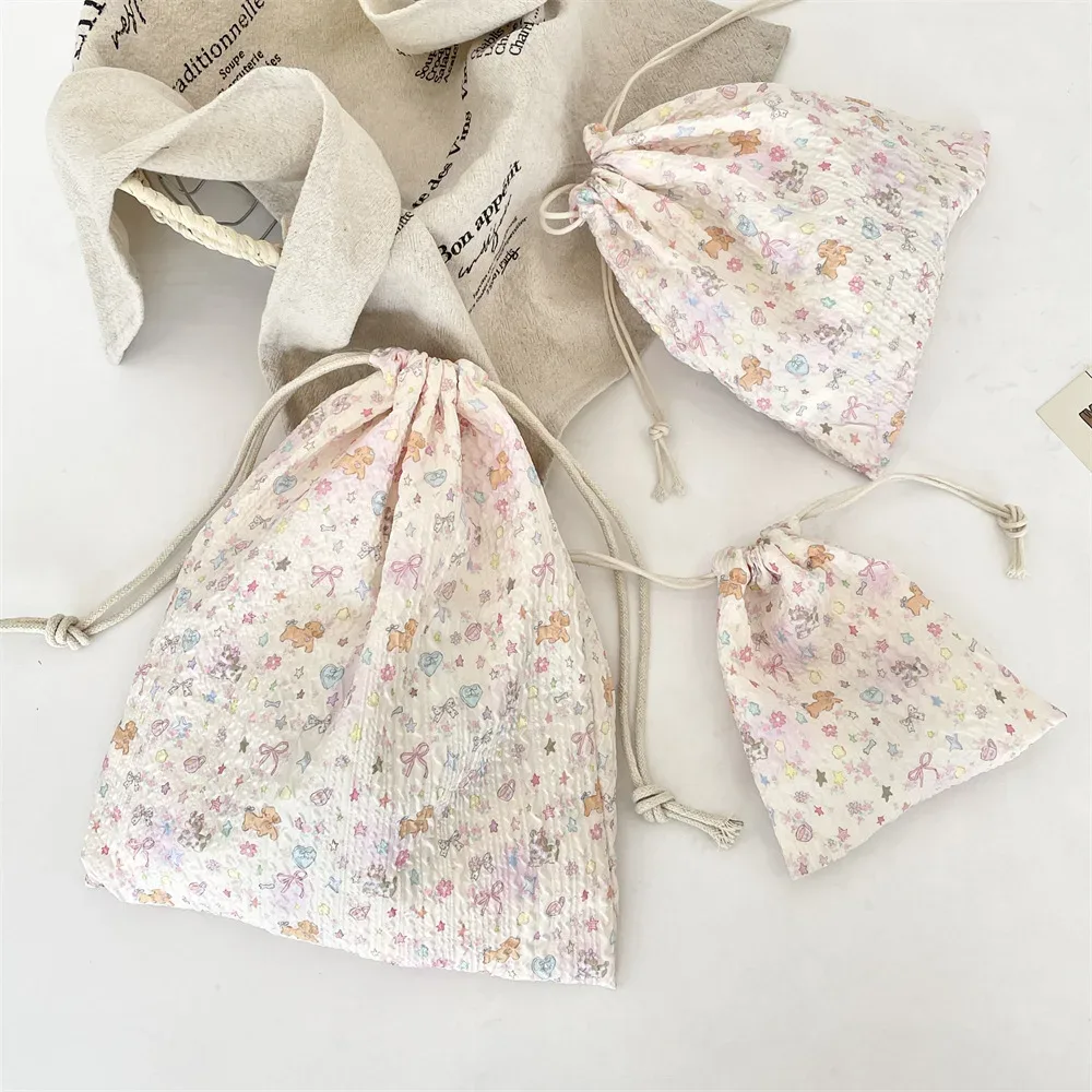 sac à cosmétiques à cordon de serrage en relief, 1 pièce, pochette de rangement de cosmétiques portable mignonne, sac de rangement pour maquillage et accessoires