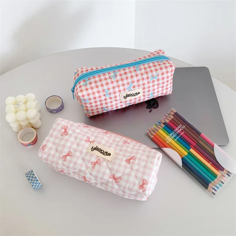 sac de rangement de voyage pour femmes, sac de rangement de voyage avec nœud simple, design mignon, trousse à crayons pour filles, trousse de maquillage rétro pour dames, sac à cosmétiques