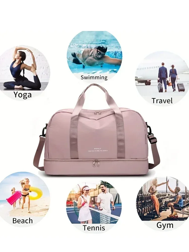 sac de voyage extensible pour femmes, sac à main de sport, sac de fitness, grande capacité, sac de nuit pour week-end à une épaule