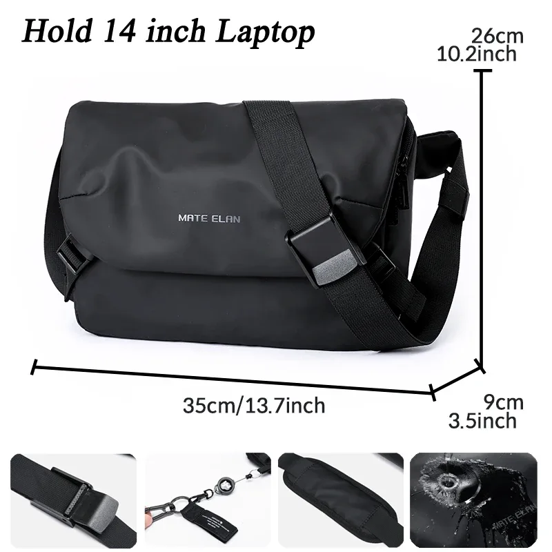 moyyi – sac messager à rabat pour ordinateur portable, sacoche de voyage étanche pour hommes, sac à bandoulière fin pour livre d'école