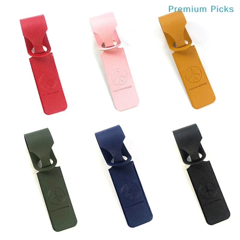 étiquette à bagages en cuir pu, étiquette à bagages suspendue en forme de longue bande, accessoires de voyage portables pour valises et sacs à dos, étiquettes de nom, d'identité et d'adresse.