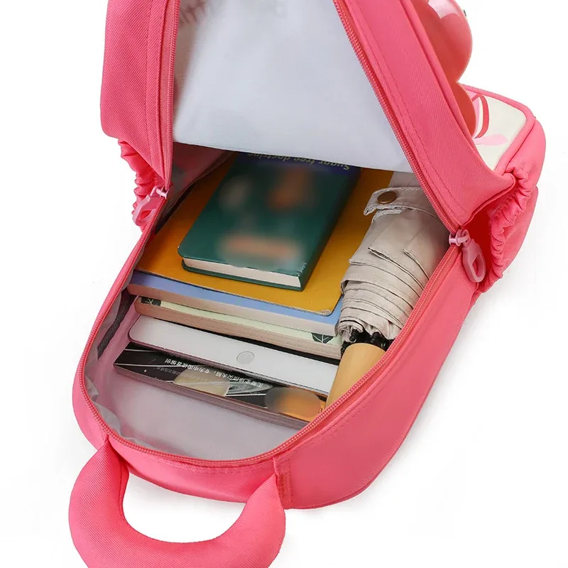 sac dos polyester rose motifs abeilles fleurs enfants double bandoulière grande capacité voyager école