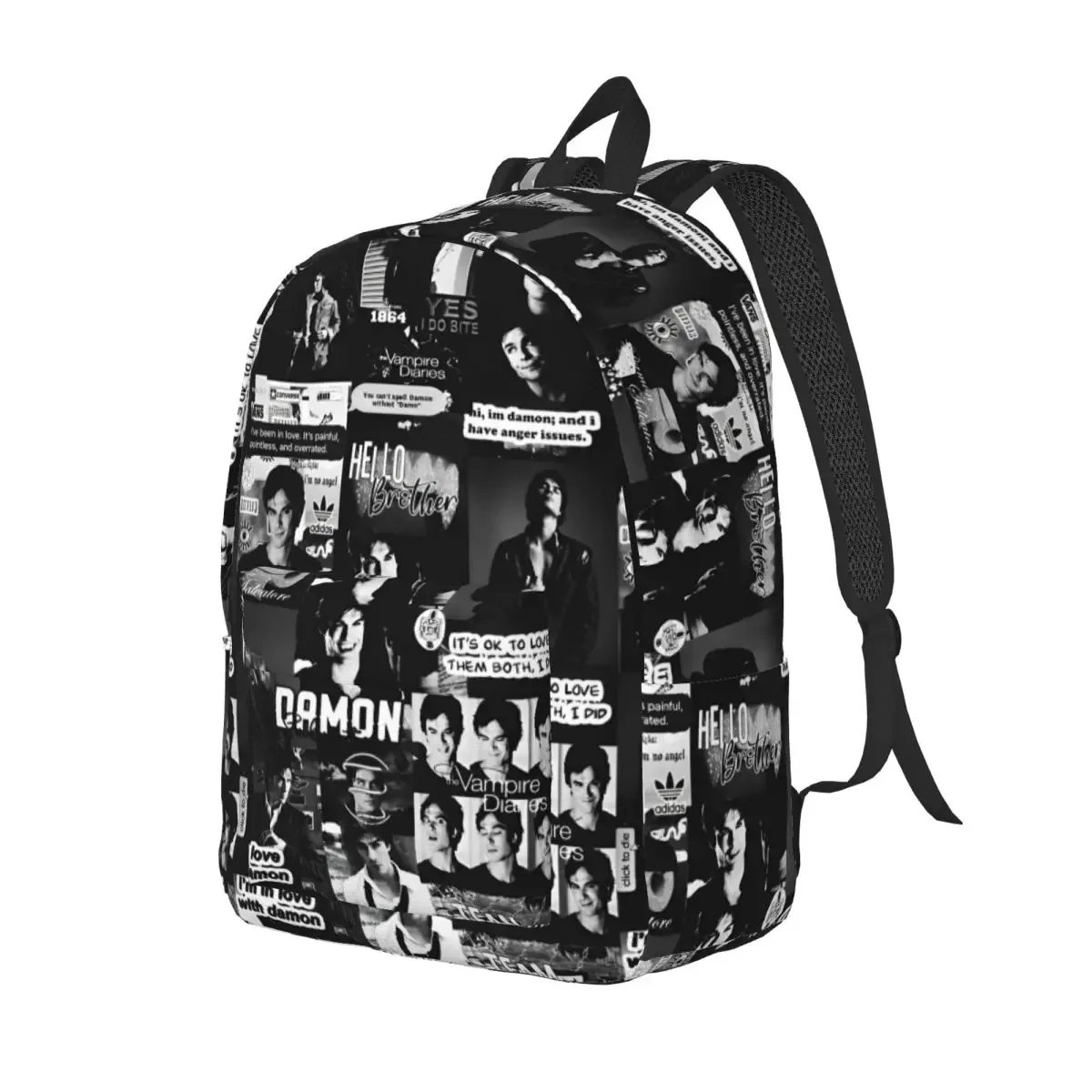 sac à dos en toile the vampire diaries pour hommes et femmes, sac à dos décontracté, série télévisée, extérieur, lycée, affaires, collège, damon salvatore