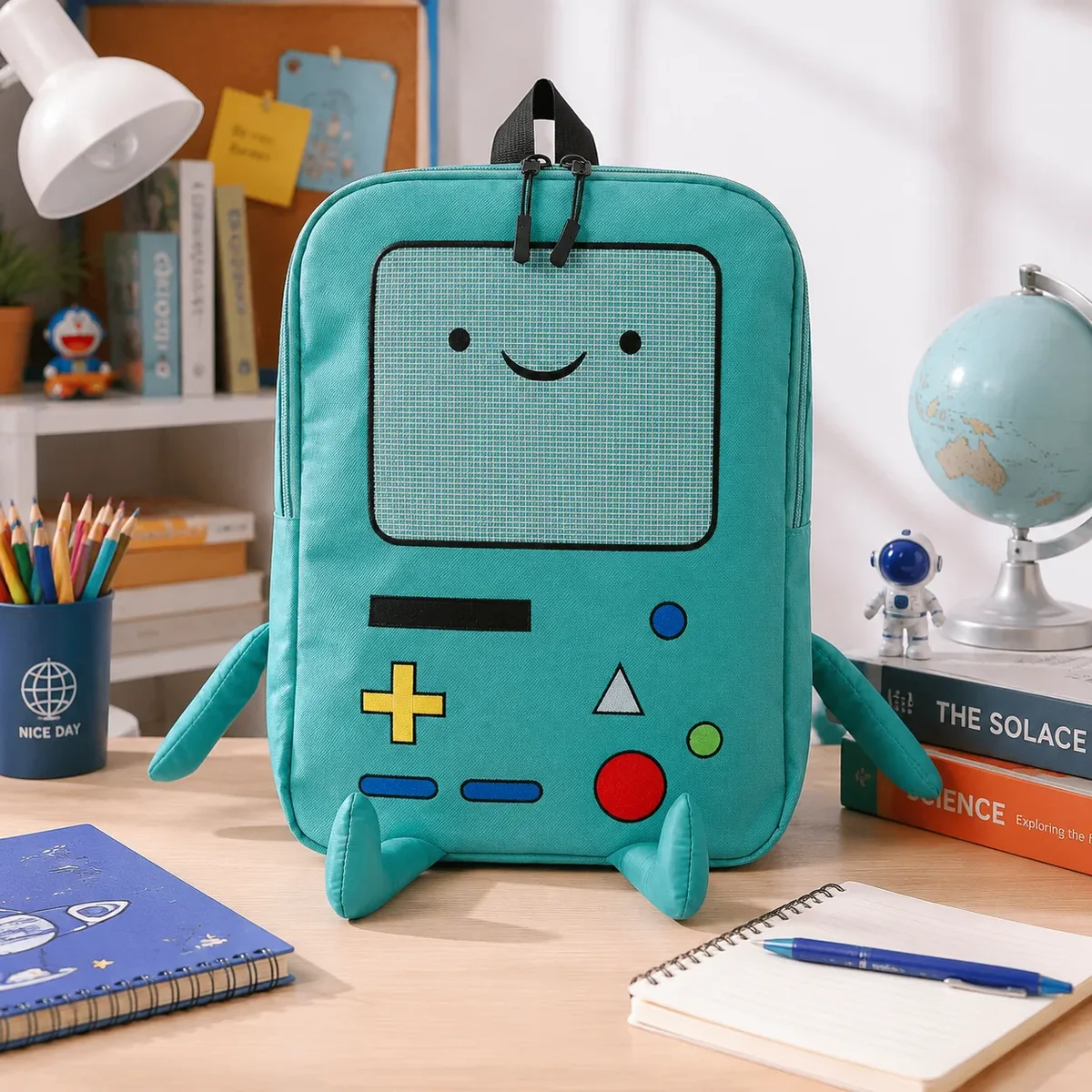 sac à dos mignon de dessin animé de 14 pouces, sac de voyage décontracté vert, sac anime respirant et portable, cadeau de noël pour les enfants pour la rentrée scolaire.