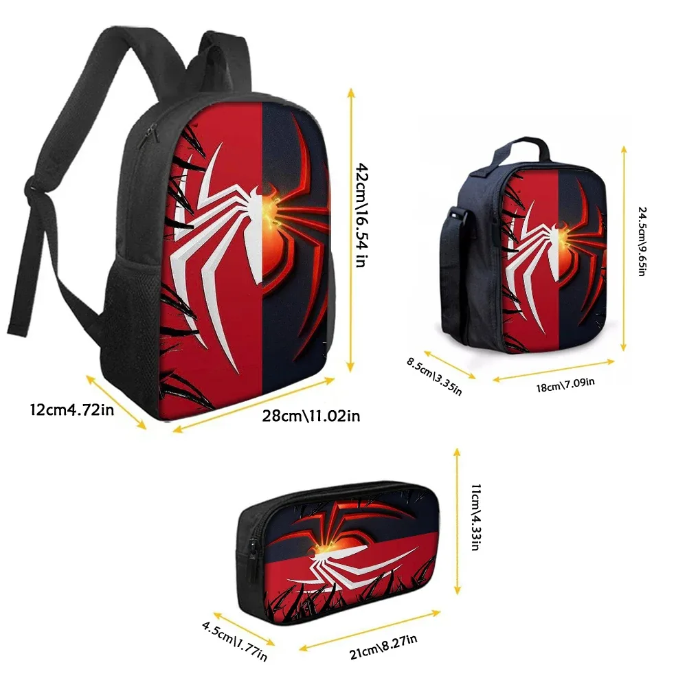 Sac Dos Polyester Arachnide Noir Rouge Blanc Forme Rectangulaire Usage Voyage Capacité Inférieure Vingt Litres Poignée Souple