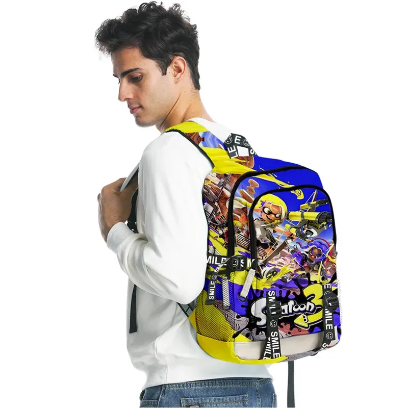 splatoon 3-sac à dos de voyage à fermeture éclair, oxford, cartable d'école harajuku, à la mode, pour cosplay