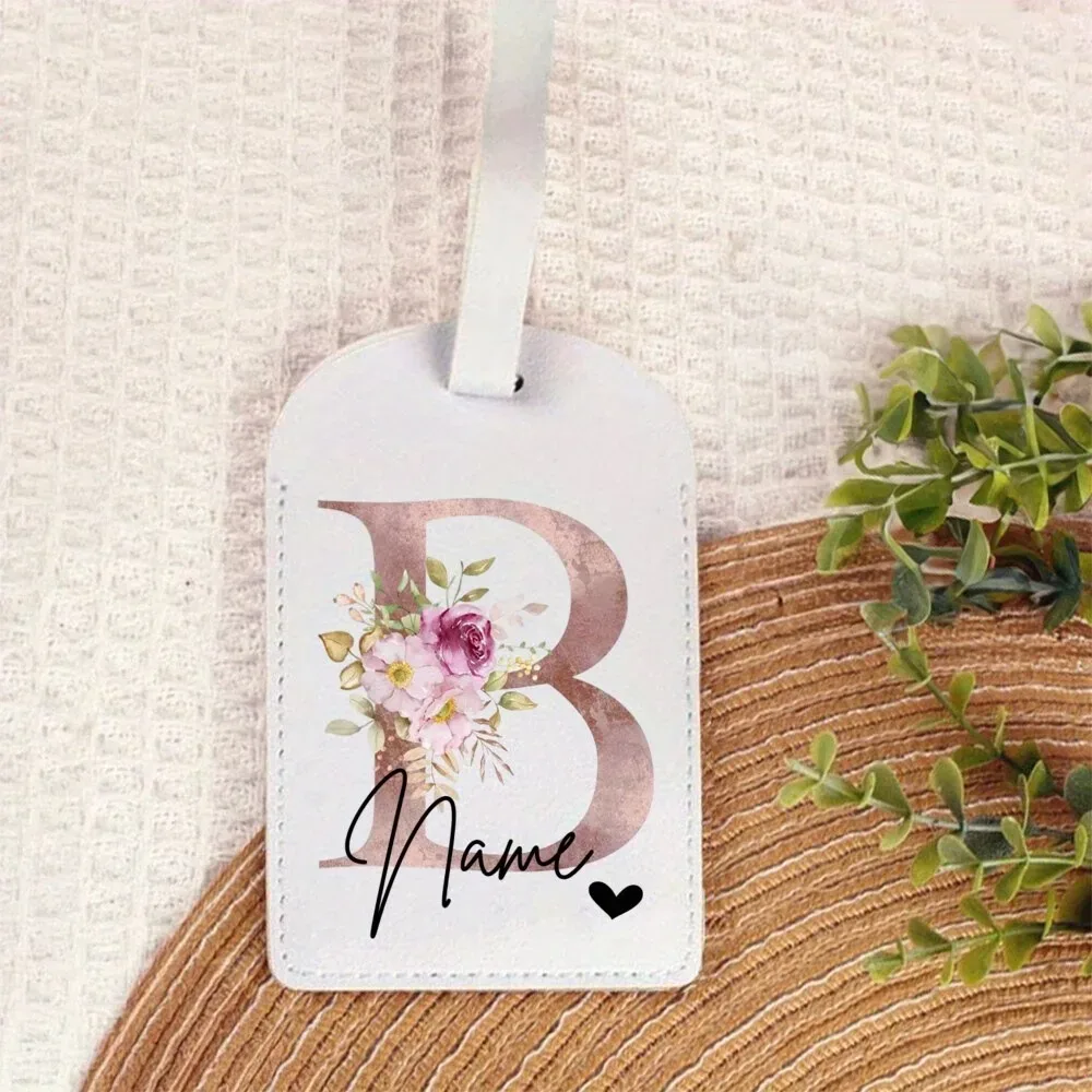étiquette de bagage personnalisée avec nom | accessoires de voyage portables personnalisés en pu, avec monogramme imprimé tendance, idéaux pour les fêtes