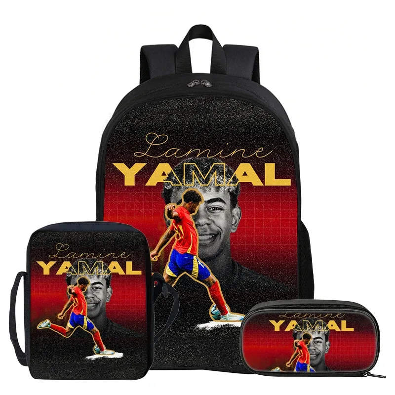 ensemble de 3 sacs à dos pour enfants, sac à dos de sport de football, sac à dos de star du football l-lamin yamal, sac à bandoulière pour étudiants, sacs à crayons