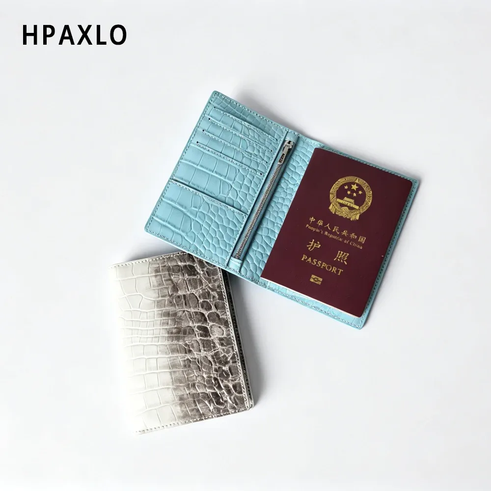 porte-passeport en cuir véritable gaufré crocodile, portefeuille de voyage avec blocage rfid, style himalayen, luxe, nouveau porte-passeport