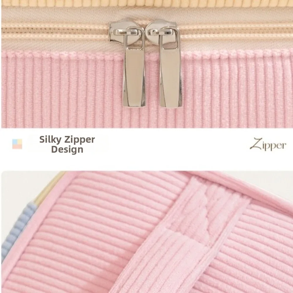 nouvelle trousse de maquillage à double couche de grande capacité, en matériau souple, avec fermeture éclair, sac de rangement portable à main.