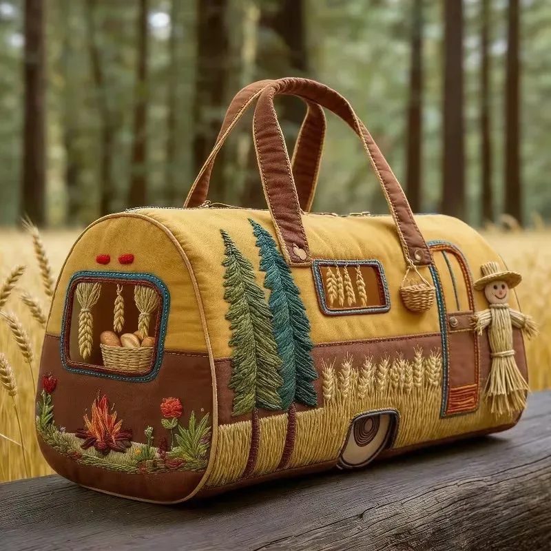 sac voyage polyester fleurs paix jaune blanc vert voyage week end sport camping randonnée polyvalent