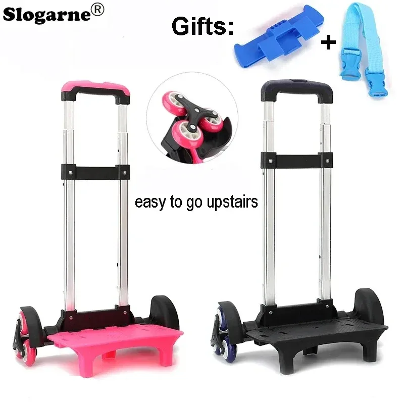 sac à dos pour enfants, roues de chariot à tige de traction, accessoires de sac d'école pour enfants, tige de direction, stator pour étudiants, monter les escaliers, 6 roues, pièces de sacs