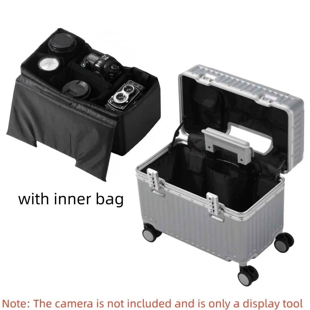 valise à roulettes à ouverture par le haut 18/20 pouces, bagage cabine pour photographe, en polycarbonate avec cadre en alliage d'aluminium et serrure tsa