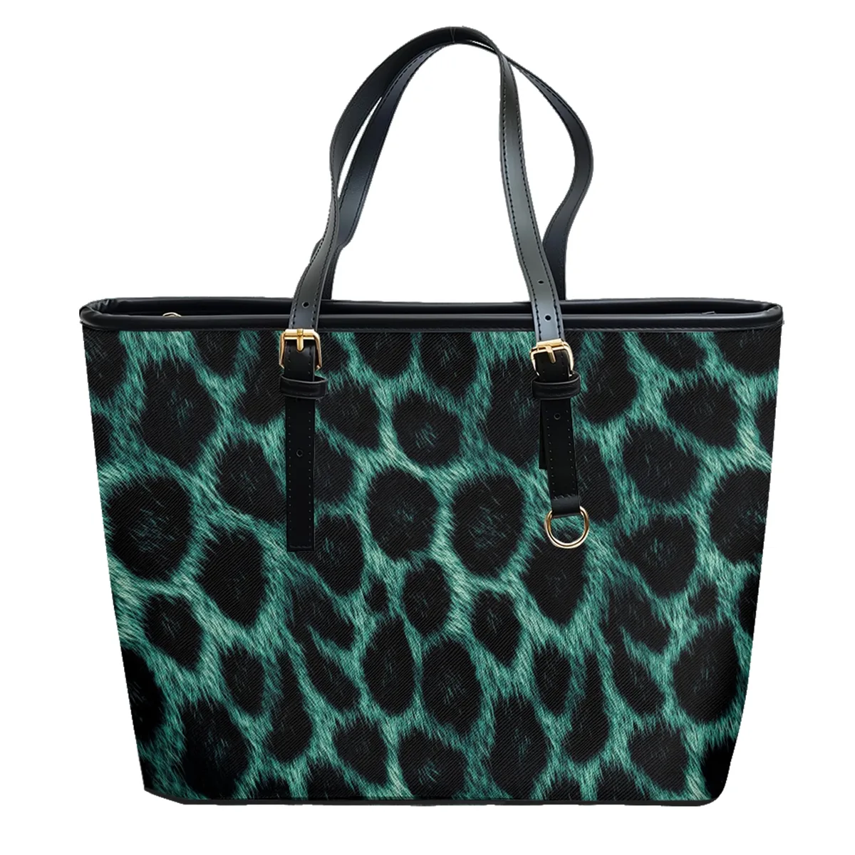 sac à bandoulière en cuir oxford pvc imprimé multicolore en fourrure de léopard urbain, fourre-tout de voyage léger avec fermeture éclair, sac à main de week-end pour le travail quotidien