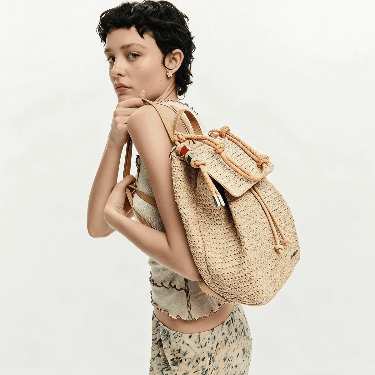 nouveau sac à dos simple original espagne 2026 grande capacité avec cordon tressé et broderie – sac à main luxe léger