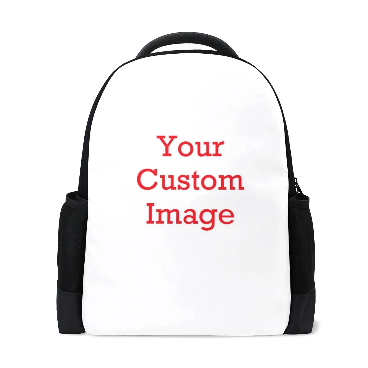 sac dos polyestere blanc bandes noires poche zippée maille graphique structure rigide voyage école