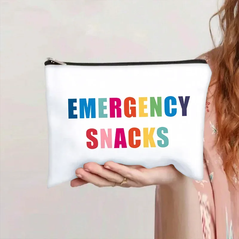 sacs de maquillage en toile imprimée à lettres, best-sellers, sacs de rangement artistiques et de niche pour cosmétiques de voyage portables, pochette zippée