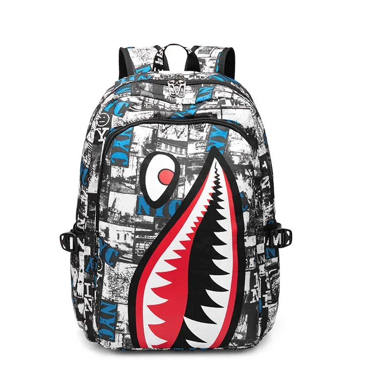 sac à dos pour enfants, motif requin, grande capacité, léger, simple, sac à dos de dessin animé