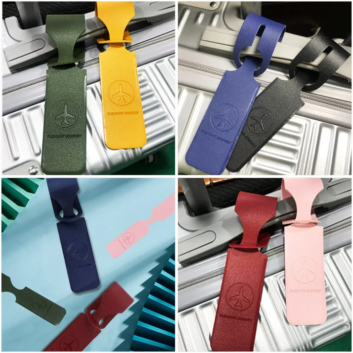 étiquettes de valise de voyage en cuir pu, 6 paquets, 6 couleurs, étiquettes nominatives pour bagages, pour femmes et hommes, utilisation de voyage d'affaires