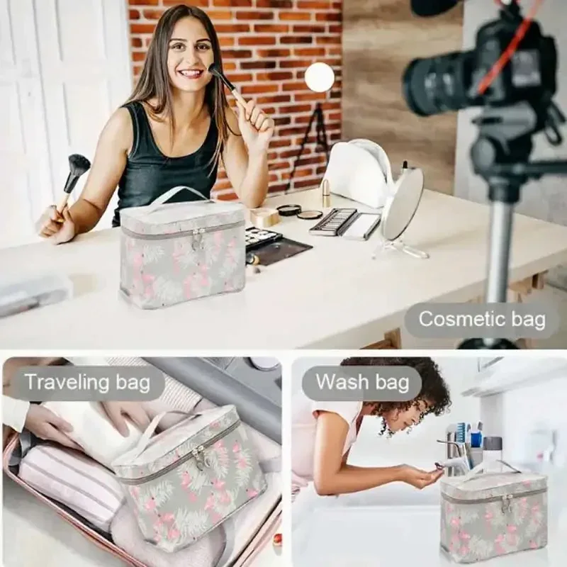 trousse de maquillage grande capacité avec plusieurs compartiments, organiseur pour la maison et les voyages pour articles de toilette et cosmétiques