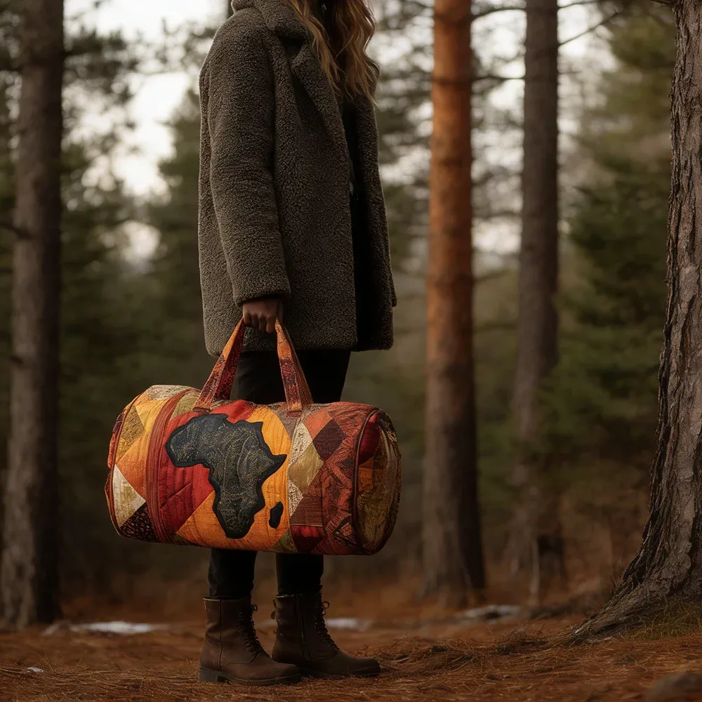 sac de voyage 3d matelassé afrique pour femme, sac de week-end bohème avec imprimé carte des femmes africaines, bagage cabine, sacs de festival uniques
