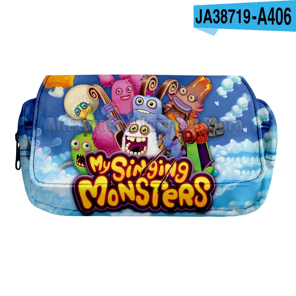 my singing monsters stuffed horror game trousse à crayons pour étudiants, grands sacs à stylos, boîte de rangement, garçon, fille, enfant, école, fournitures de papeterie
