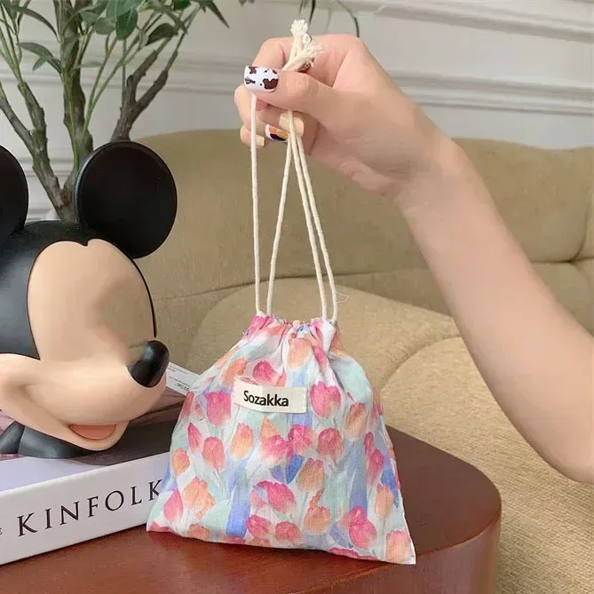 sacs à main de maquillage mignons pour femmes, sac de rangement pour cosmétiques de voyage, porte-monnaie pour rouge à lèvres et grill floral, portefeuille kawaii, petite pochette en poudre