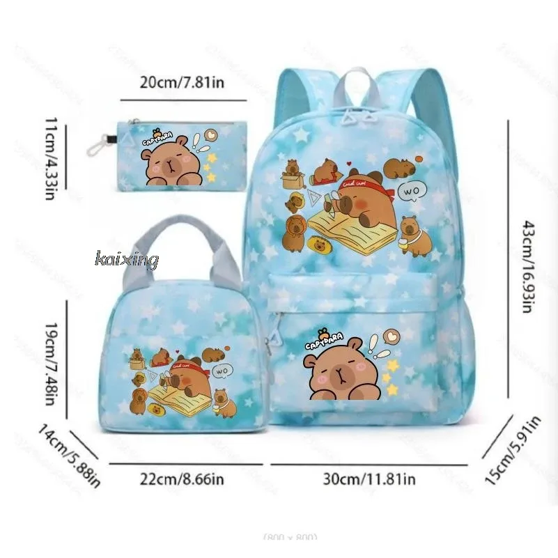 Sac Dos Toile Oxford Université Motifs Capybara Endormies Fond Bleu Principal Petit Pochette Enfant Voyage