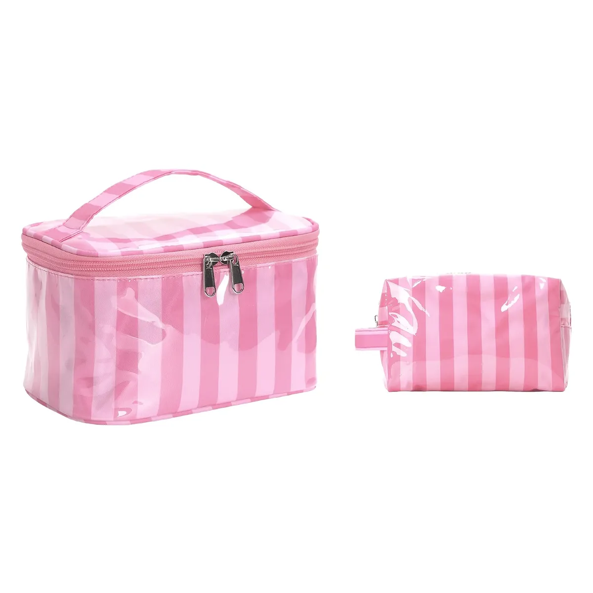 sac cosmétique à rayures en pvc de grande capacité, sac de rangement pour articles de toilette pour femmes, sac de maquillage portable, sac de voyage pour voyage d'affaires, soins de la peau