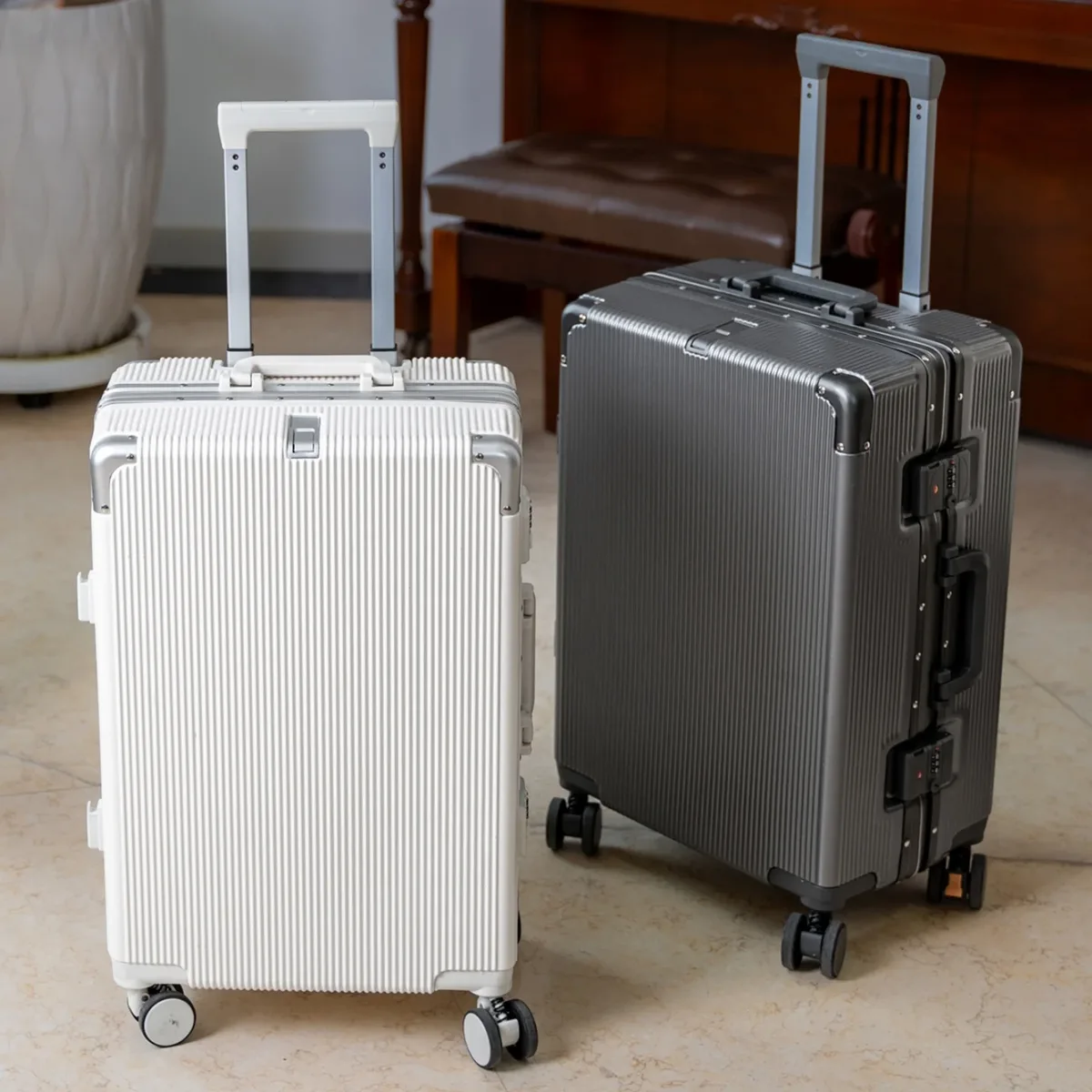 valise de grande capacité 16 "/20"/22 "/24"/26 "/28", bagages roulants à la mode, cadre en aluminium de voyage avec sacs à roulettes en alliage