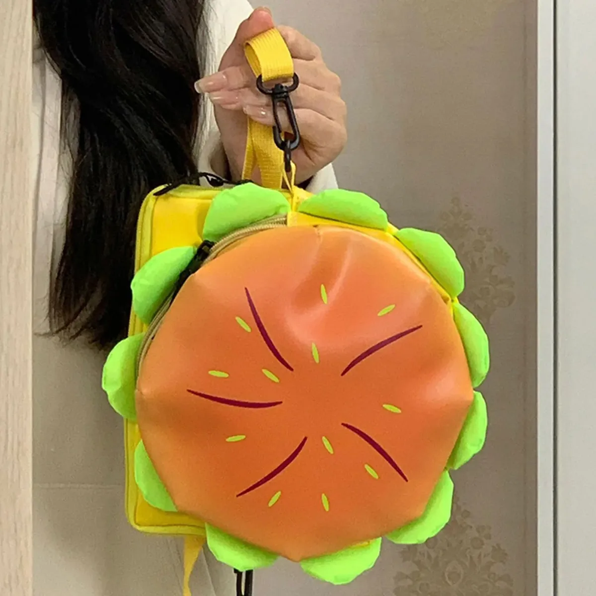 sac dos pvc hamburger motif graines ligne rouge feuille vert soie doublure voyage plein air capacité inférieure 20 litres