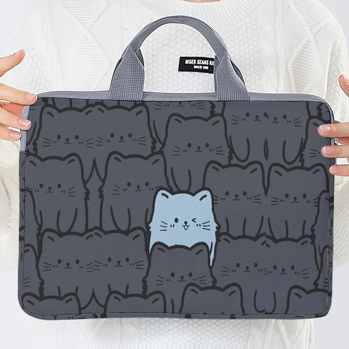 sac à main pour ordinateur portable avec imprimé chat, résistant aux chocs, sac de transport portable avec poignée pour ordinateur portable, voyage, école