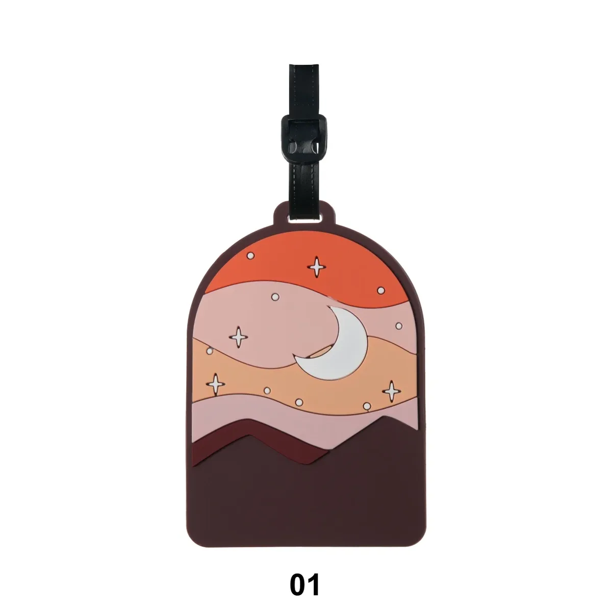 étiquette bagage pvc paysager motif nature montagnes arbres lacs cieux couleur variée voyage déplacement professionnel scolaire anti perte identification